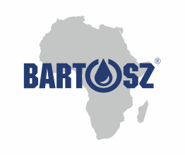 logo firmy Bartosz na tle kontynentu Afryki, współpraca z Afryką